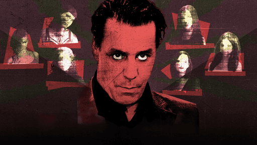 Illustration - Till Lindemann um ihn herum 6 Frauen-Porträts