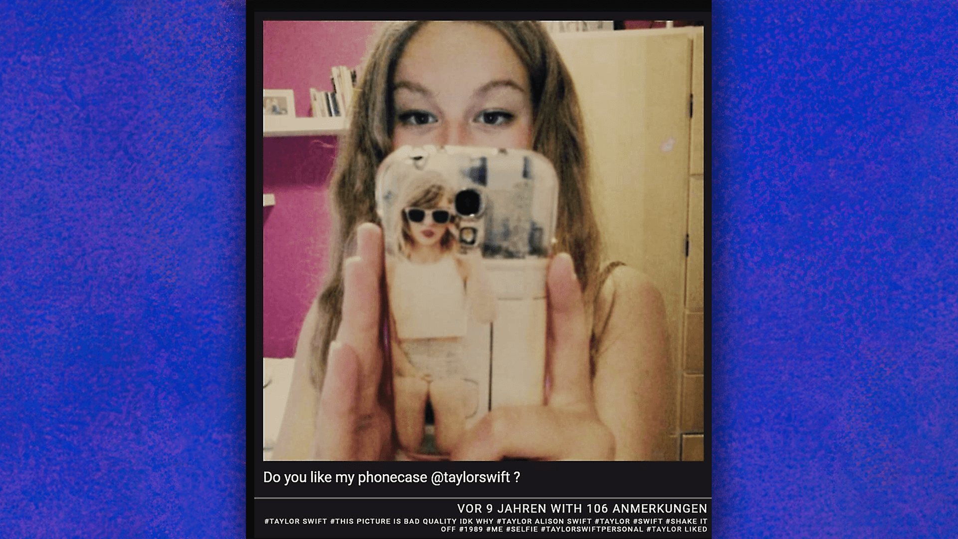 Ein etwas verwaschenes Tumblr-Bild von einer jungen Frau mit einem Smartphone in der Hand.