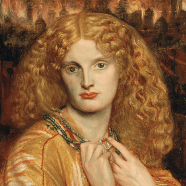 Ein Gemälde der Helena von Troja. Geschaffen 1863 von Dante Gabriel Rossetti.